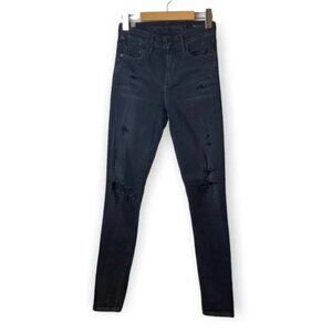 Citizens of Humanity Rocket High Rise Skinny Black Distressed  Jeans 25